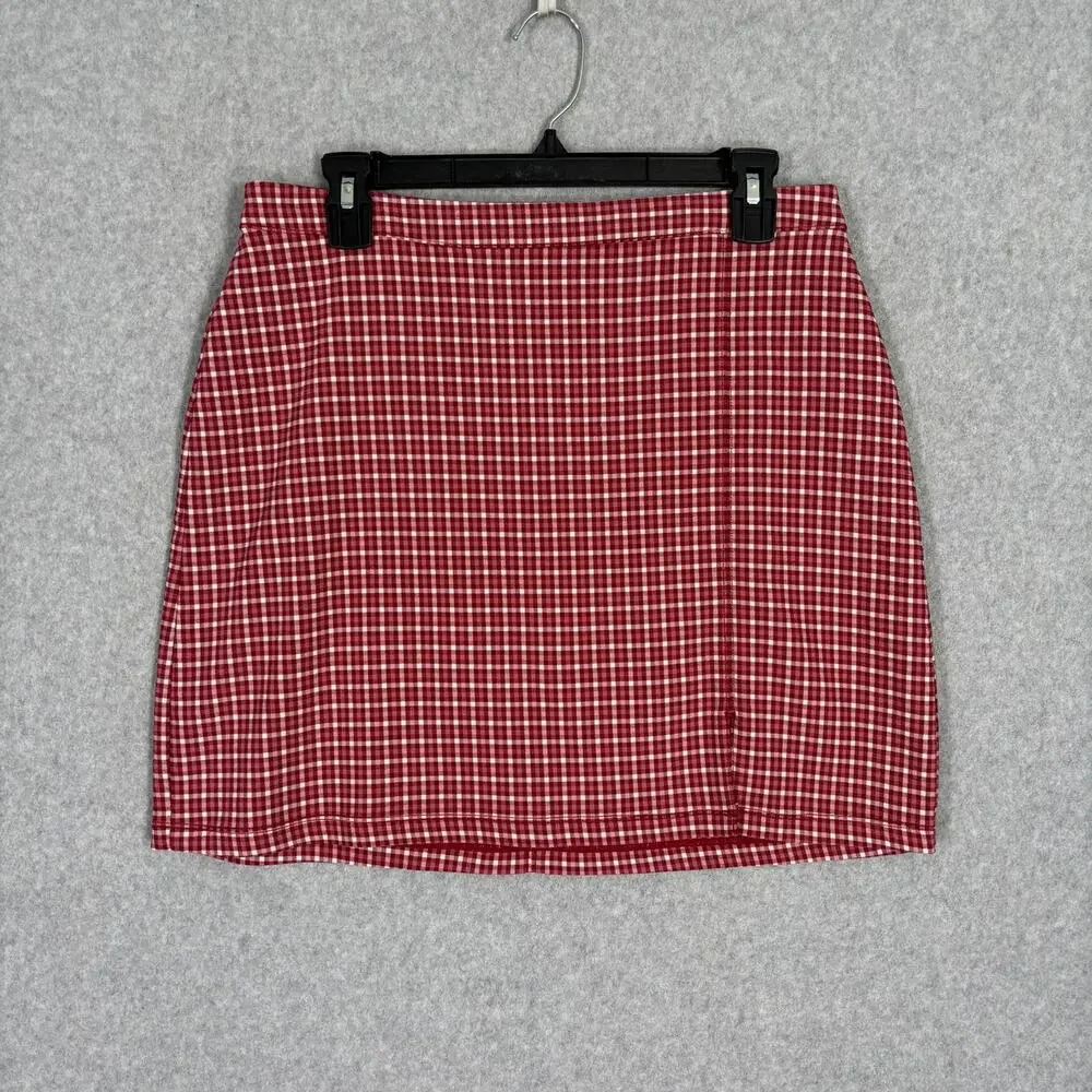 Y2K Hollister Skirt Large Mini Plaid School Academia Cute Girly Cherry‎ Cottage